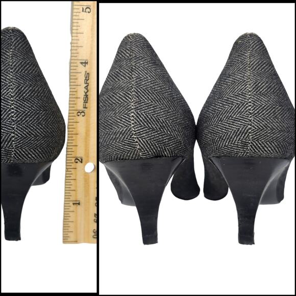 Gray Pointed Toe Heels Womens 6.5 Kitten Slip Ons Dressy Boss Lady Office Siren - Picture 6 of 11